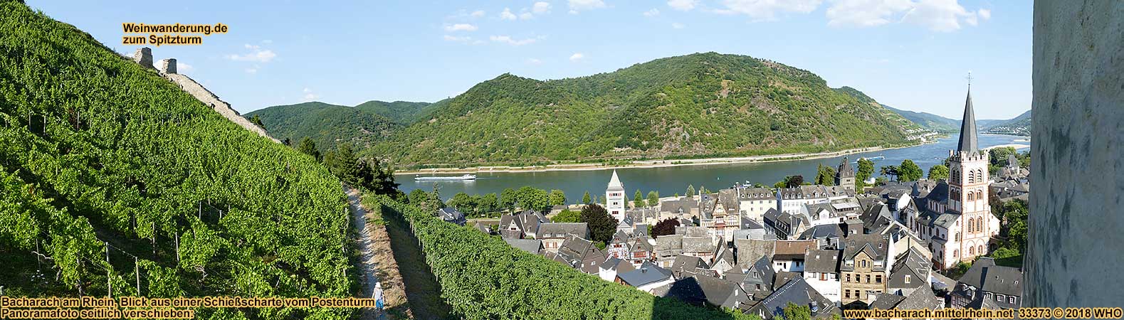 View from Postenturm to Bacharach on the Rhine River