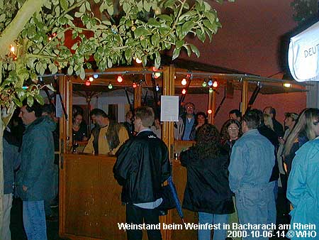 Wine booth on the wine festival in Bacharach on the Rhine River.